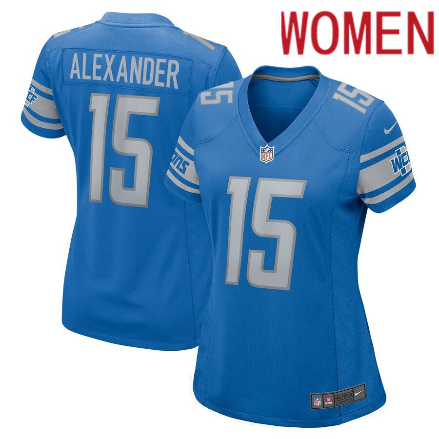 Women Detroit Lions 15 Maurice Alexander Nike Blue Player Game NFL Jersey